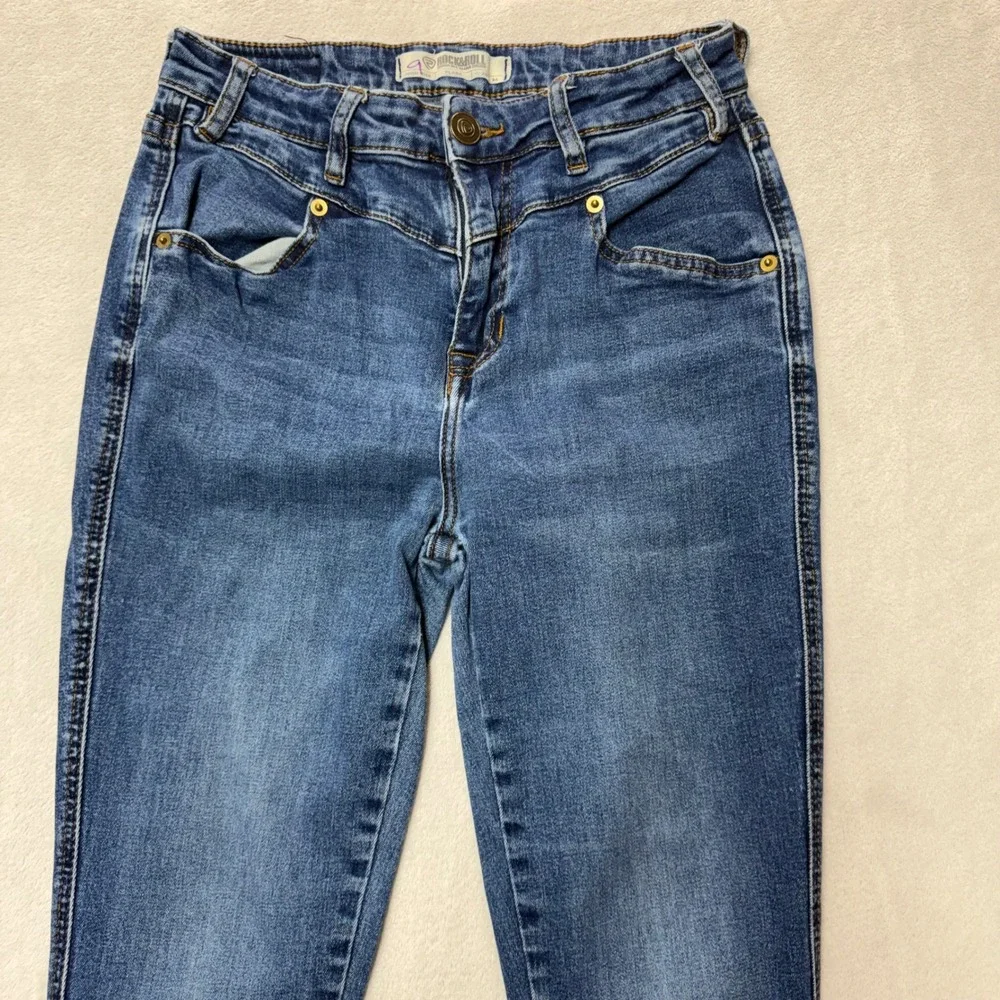 Rock & Roll Denim Womens High Rise Flare Jeans W28 L34 Medium Wash Blue
